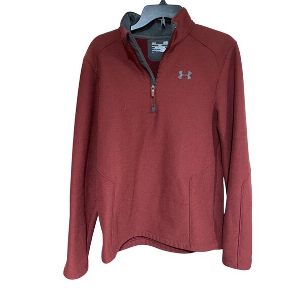 Under Armour Coldgear Maroon Long Sleeve 1/4 Zip Pullover Mens Loose Fit Size LG - Picture 1 of 3